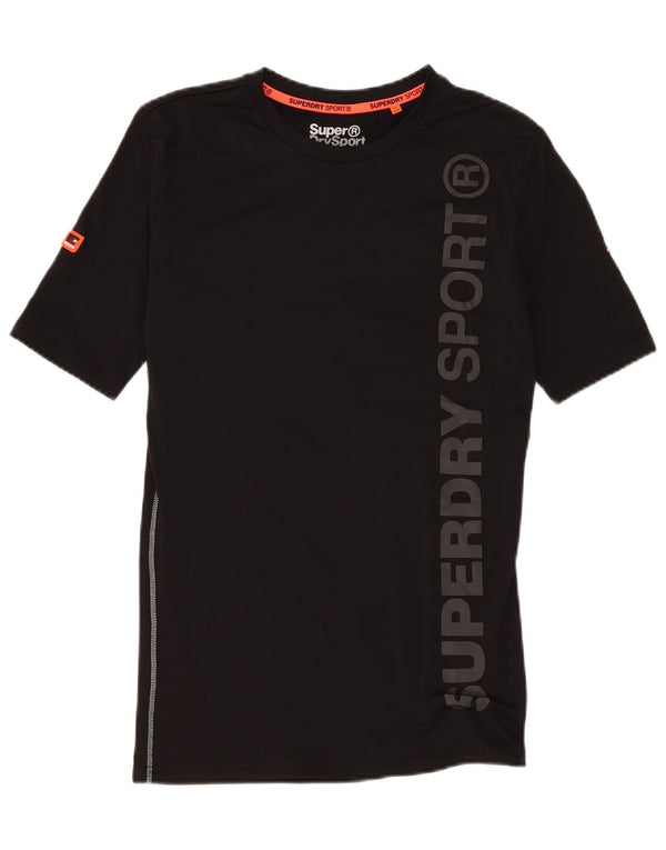 Superdry T-shirt graphique coupe athlétique pour hommes, petit, noir, polyester, sport