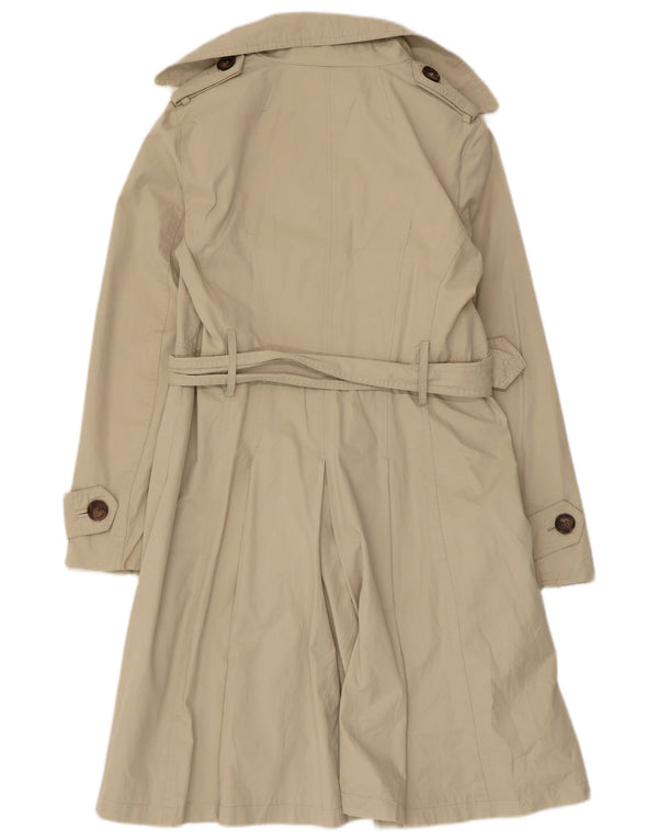 Zara Womens Double Breasted Trench Coat UK 14 Large Beige Polyester
