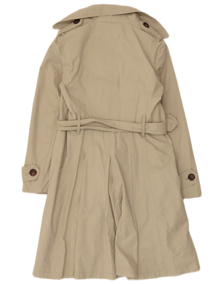 Zara Womens Double Breasted Trench Coat UK 14 Large Beige Polyester