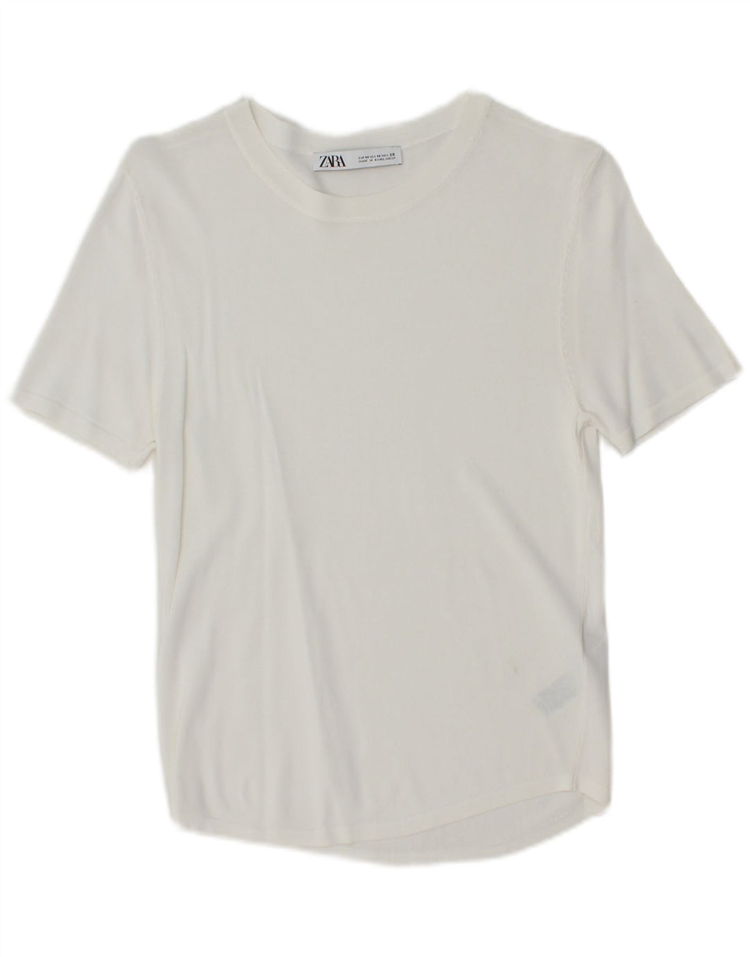ZARA Womens T-Shirt Top UK 12 Medium White Viscose