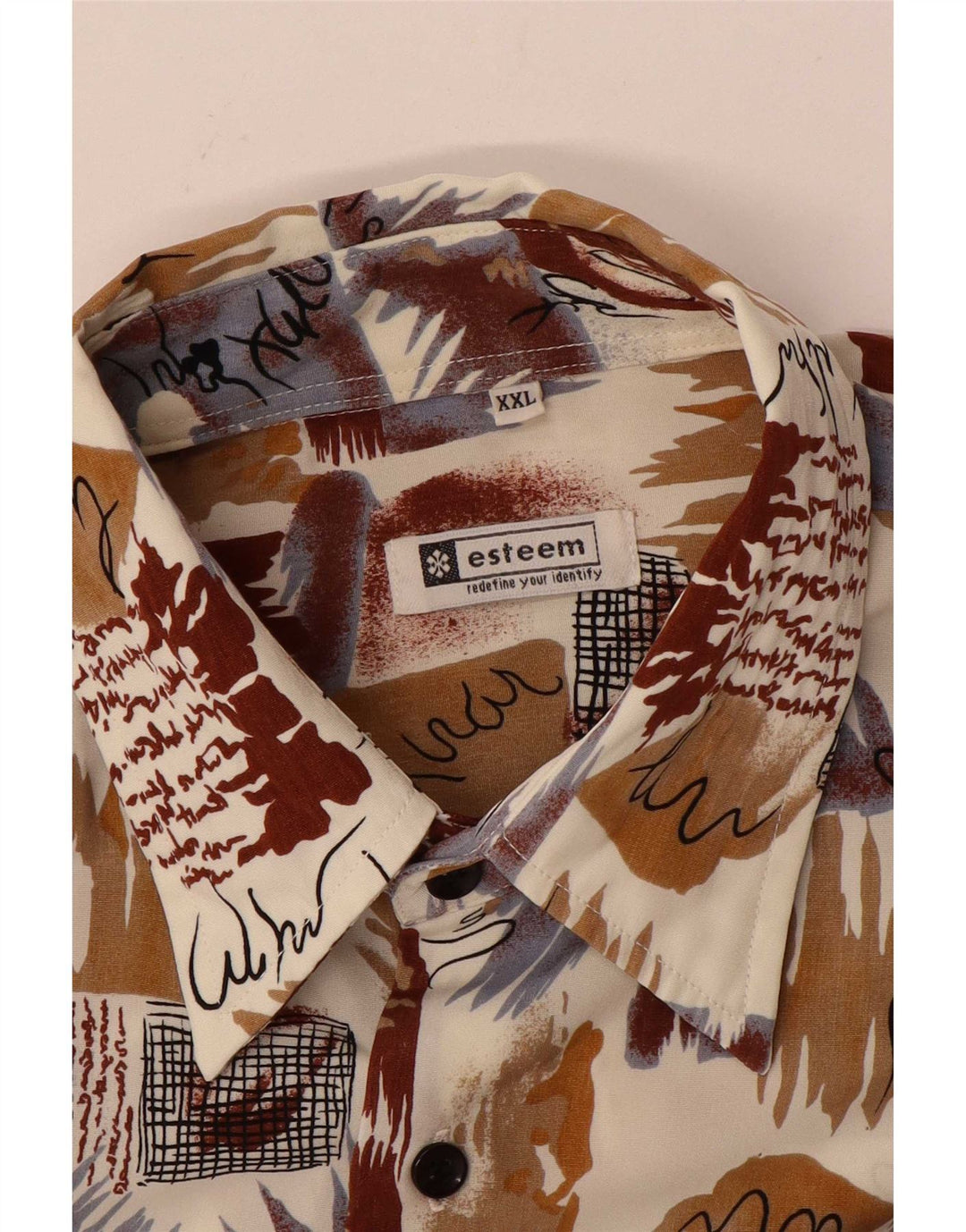 Vintage Herren-Hemd mit abstraktem Muster, 2XL, mehrfarbig, Farbblock