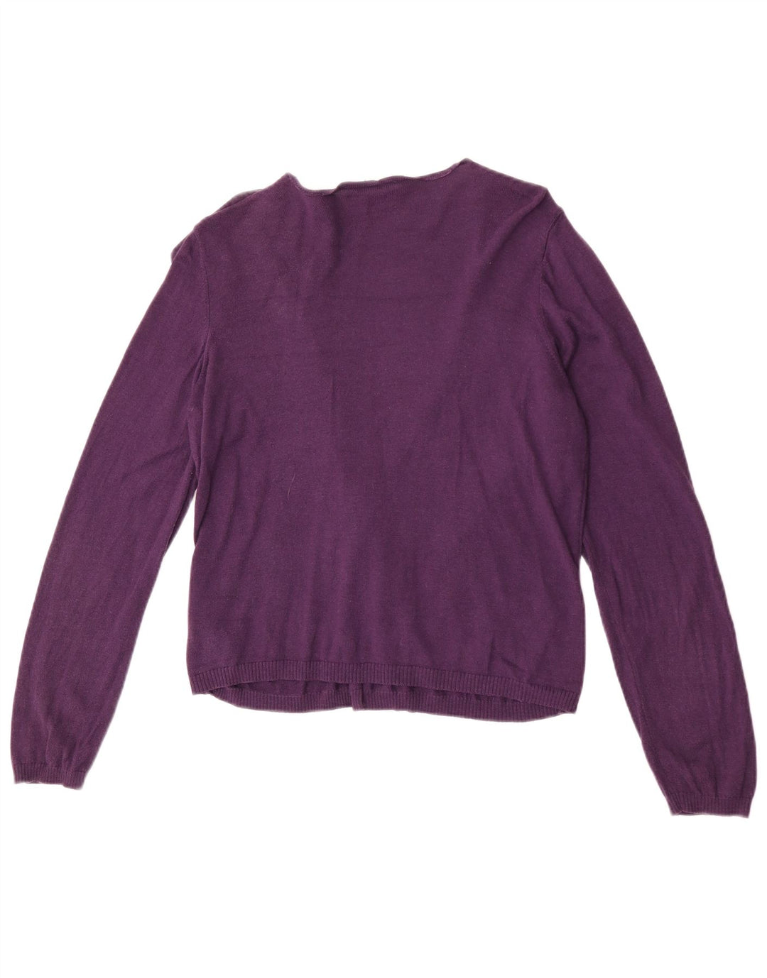 Marks & Spencer Dame Open Cardigan Sweater UK 14 Medium Lilla Bomuld