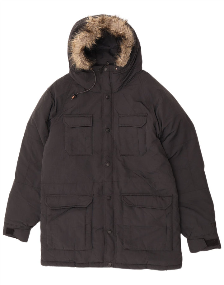 Levi's Herre hættepolstret jakke UK 38 Medium Sort Polyamid
