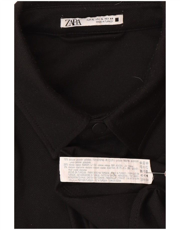 Zara Mens Overshirt Shirt XL Black Polyester