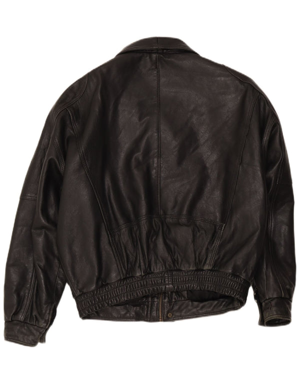 Lavorazione Artigiana Mens Bomber Leather Jacket UK 38 Medium Black