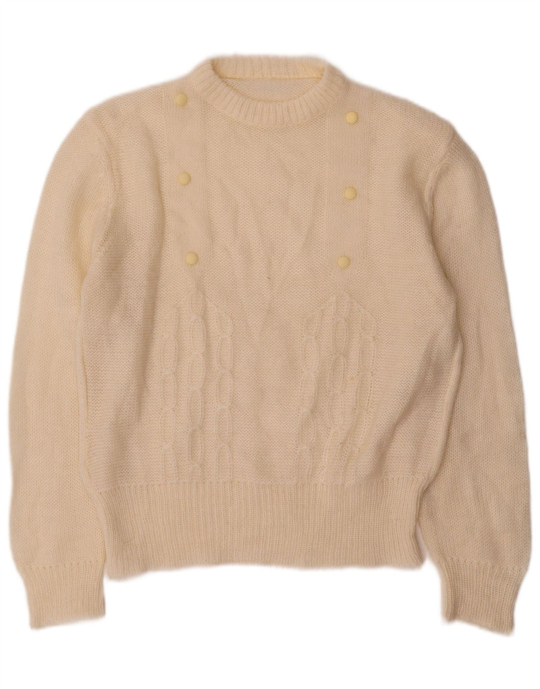 Vintage Womens Crew Neck Jumper Sweater UK 12 Medium Off White