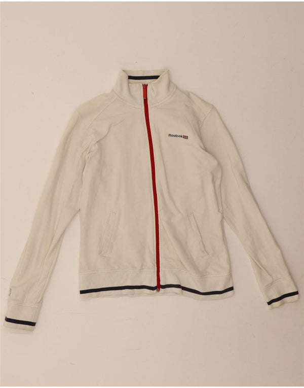 Reebok Veste de survêtement pour femme UK 12 Medium Blanc Coton