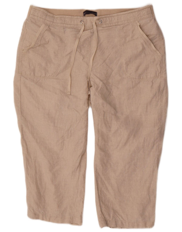 Marks & Spencer Dame Capri Bukser UK 18 XL W38 L22 Beige hør