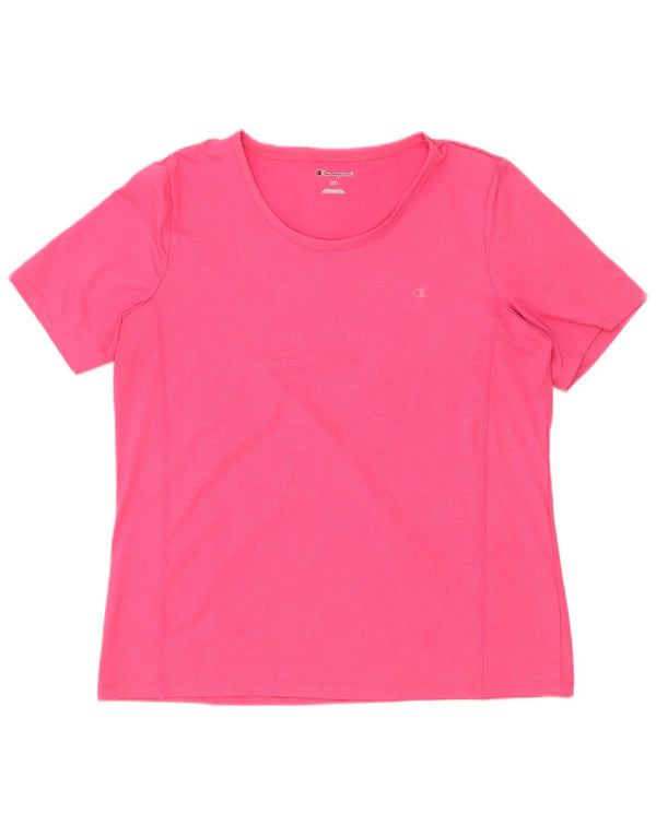 Champion Damen T-Shirt Top UK 16 Large Rosa Geometrisch Polyester