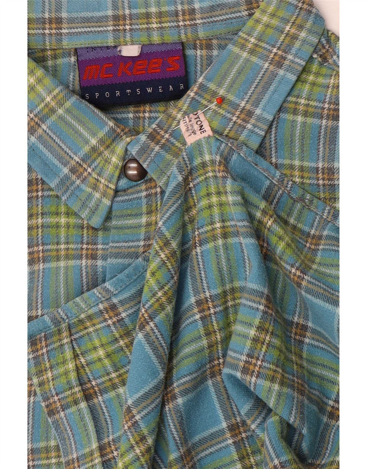 Camicia in flanella da uomo di MC Kee, cotone a quadri blu grande