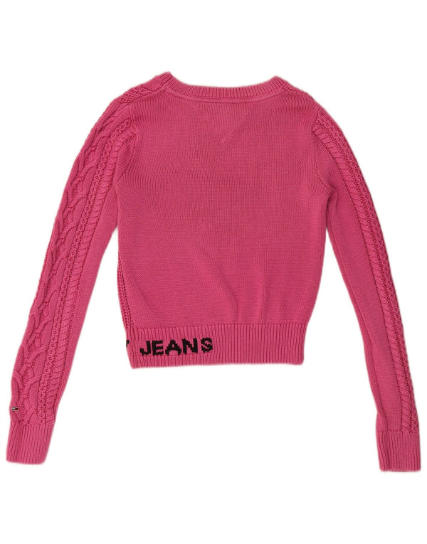 Tommy Hilfiger Damen Crop Pullover mit U-Boot-Ausschnitt, Gr. 10, Rosa