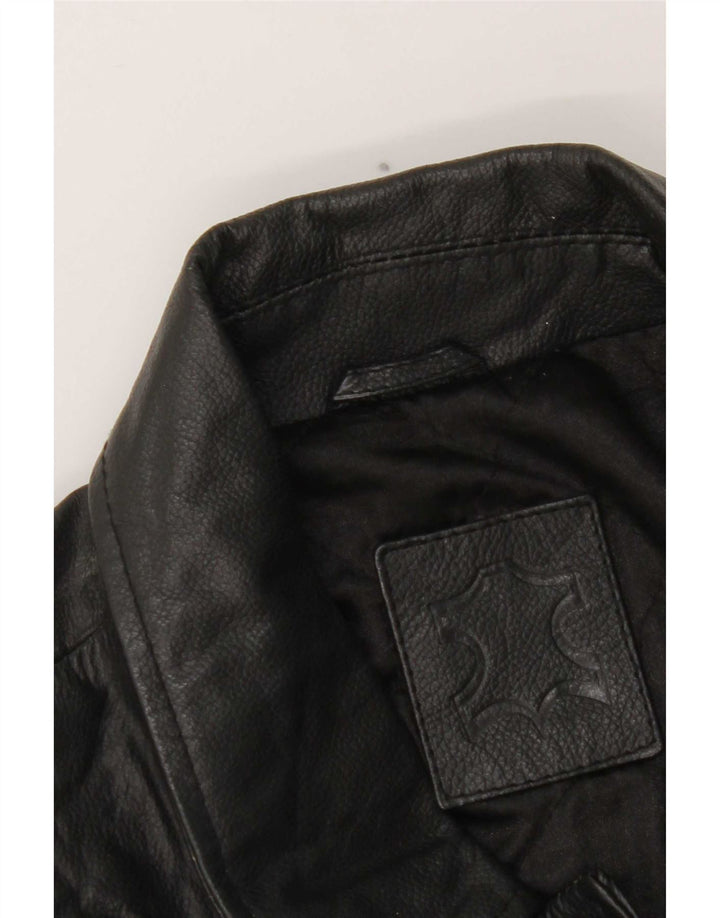 Jaqueta de couro masculina vintage UK 40 grande preta