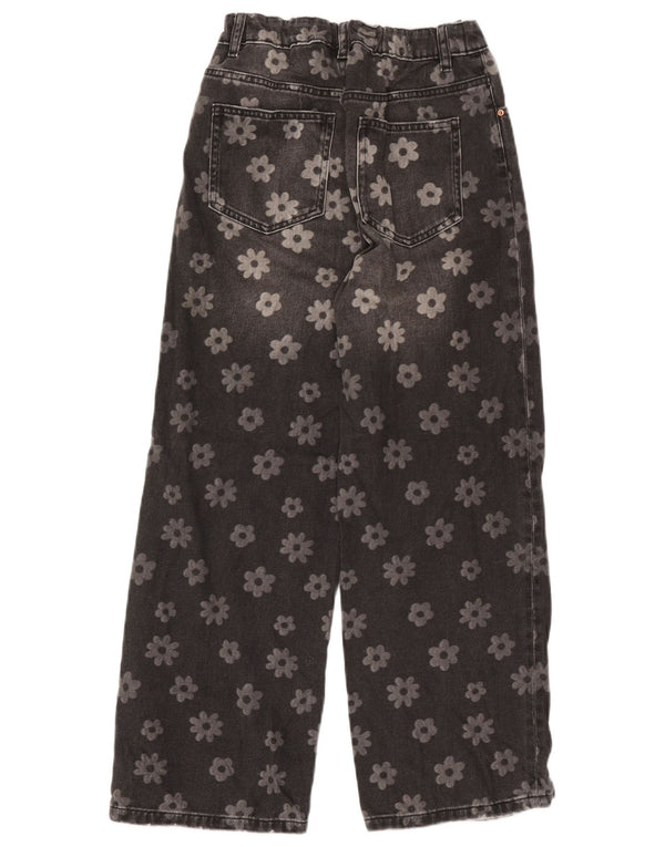 Marks & Spencer Girls Jeans med brede ben 12-13 år W24 L26 Sort blomster