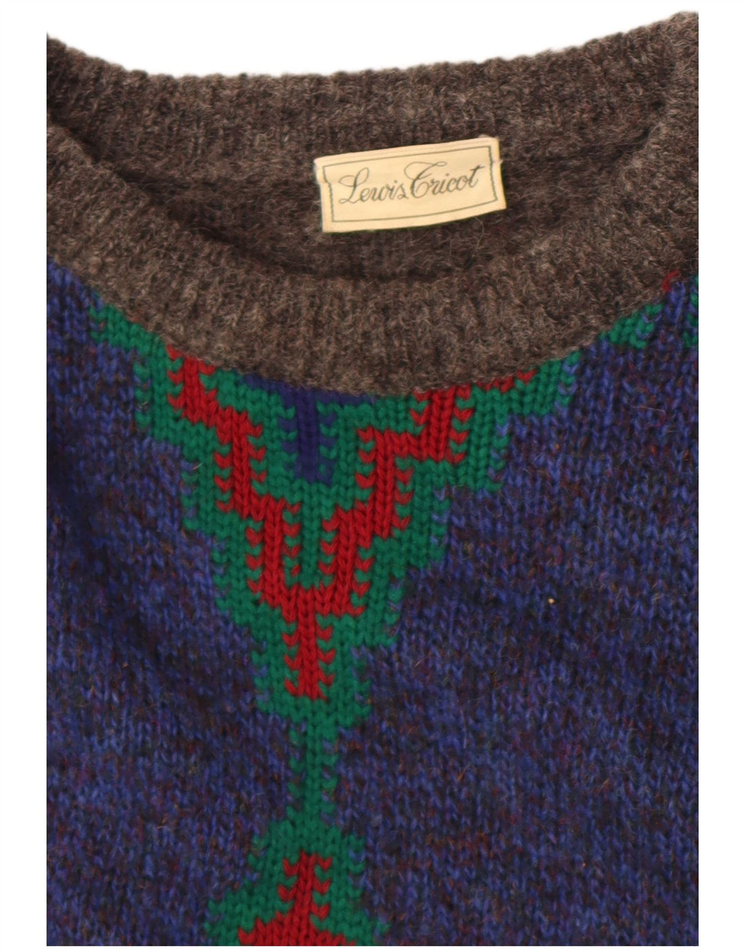 Vintage herre rund hals sweater medium grå Argyle/diamant