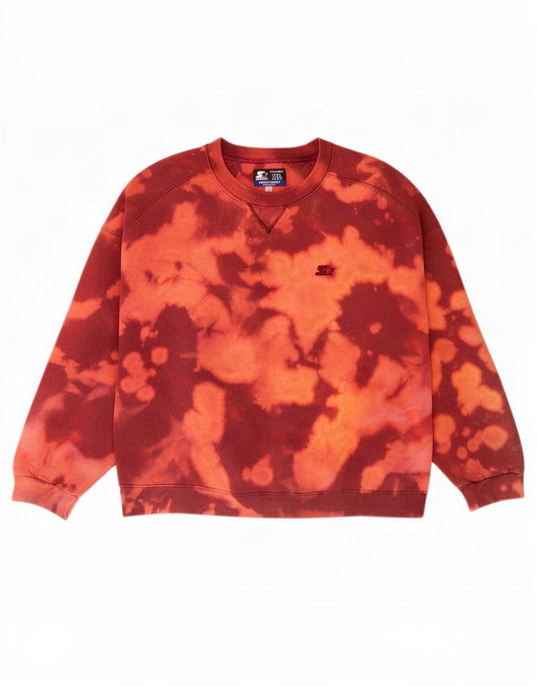 Starter Womens Oversized Sweatshirt Jumper UK 18 XL Brown Tie Dye Cotton