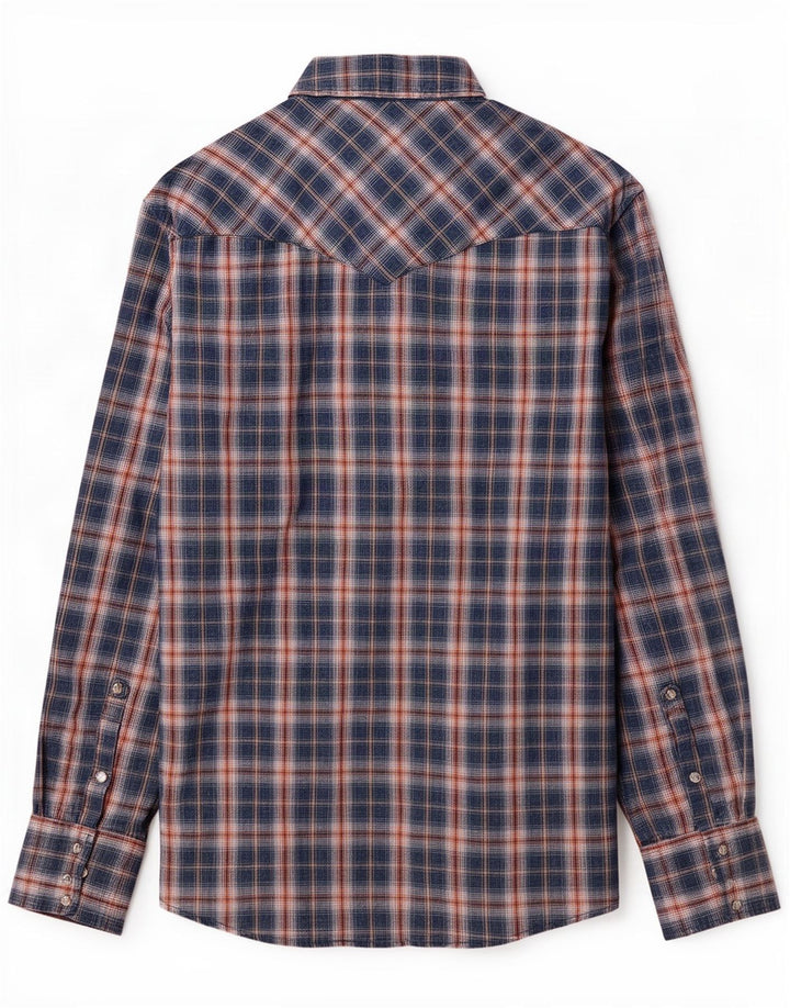 Wrangler Herren-Flanellhemd, groß, blau kariert
