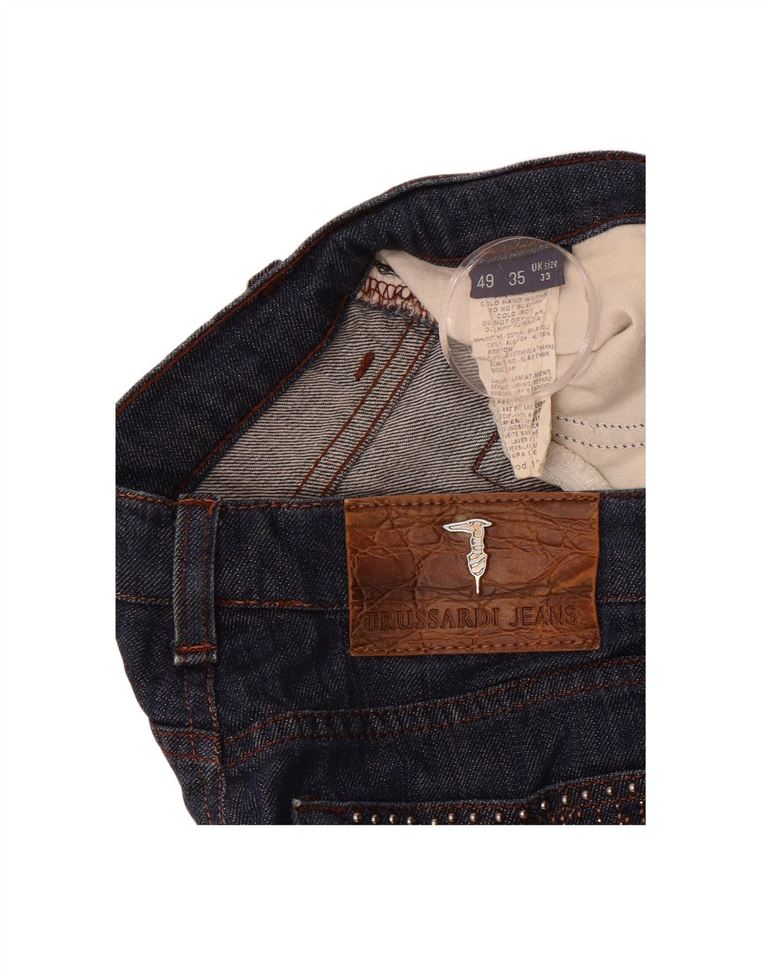 TRUSSARDI Womens Bootcut Jeans W33 L26 Navy Blue Cotton