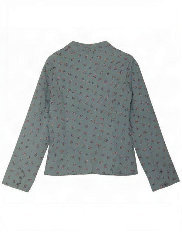 Jaqueta blazer feminina Seasalt com 1 botão Reino Unido 16 grande linho floral azul