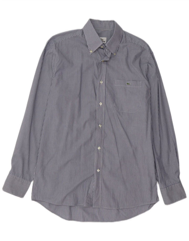LACOSTE Mens Shirt Size 40 Medium Blue Pinstripe Cotton