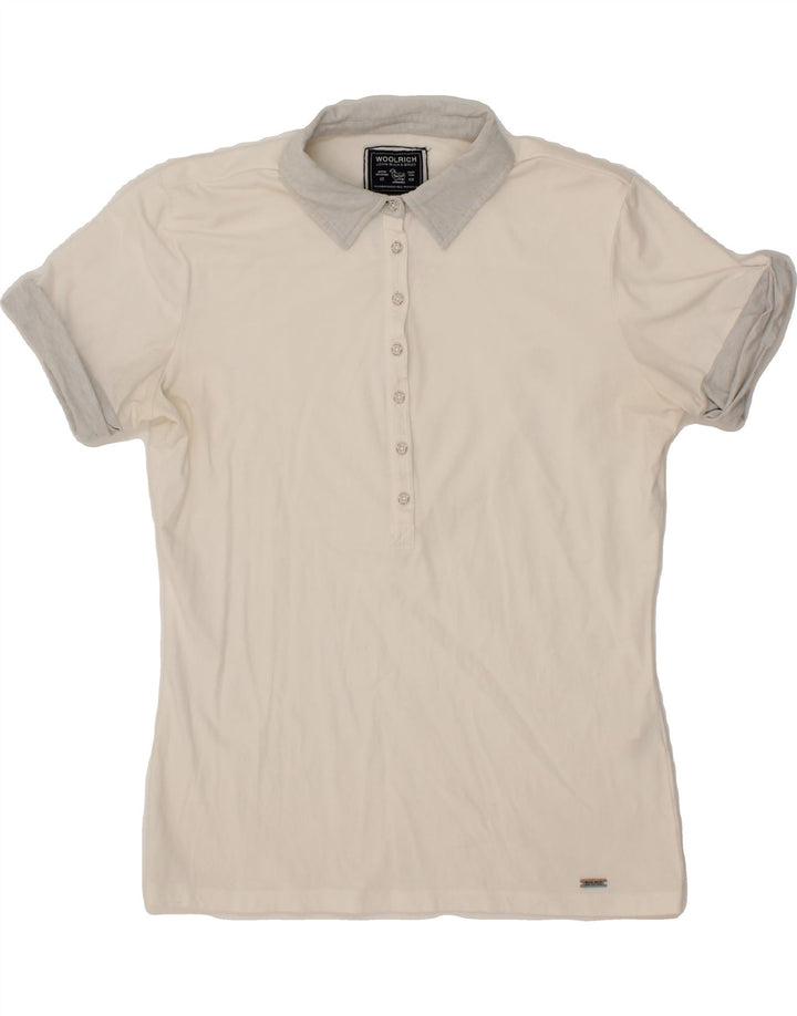 WOOLRICH Womens Polo Shirt UK 18 XL White Vintage Woolrich and Second-Hand Woolrich from Messina Hembry 