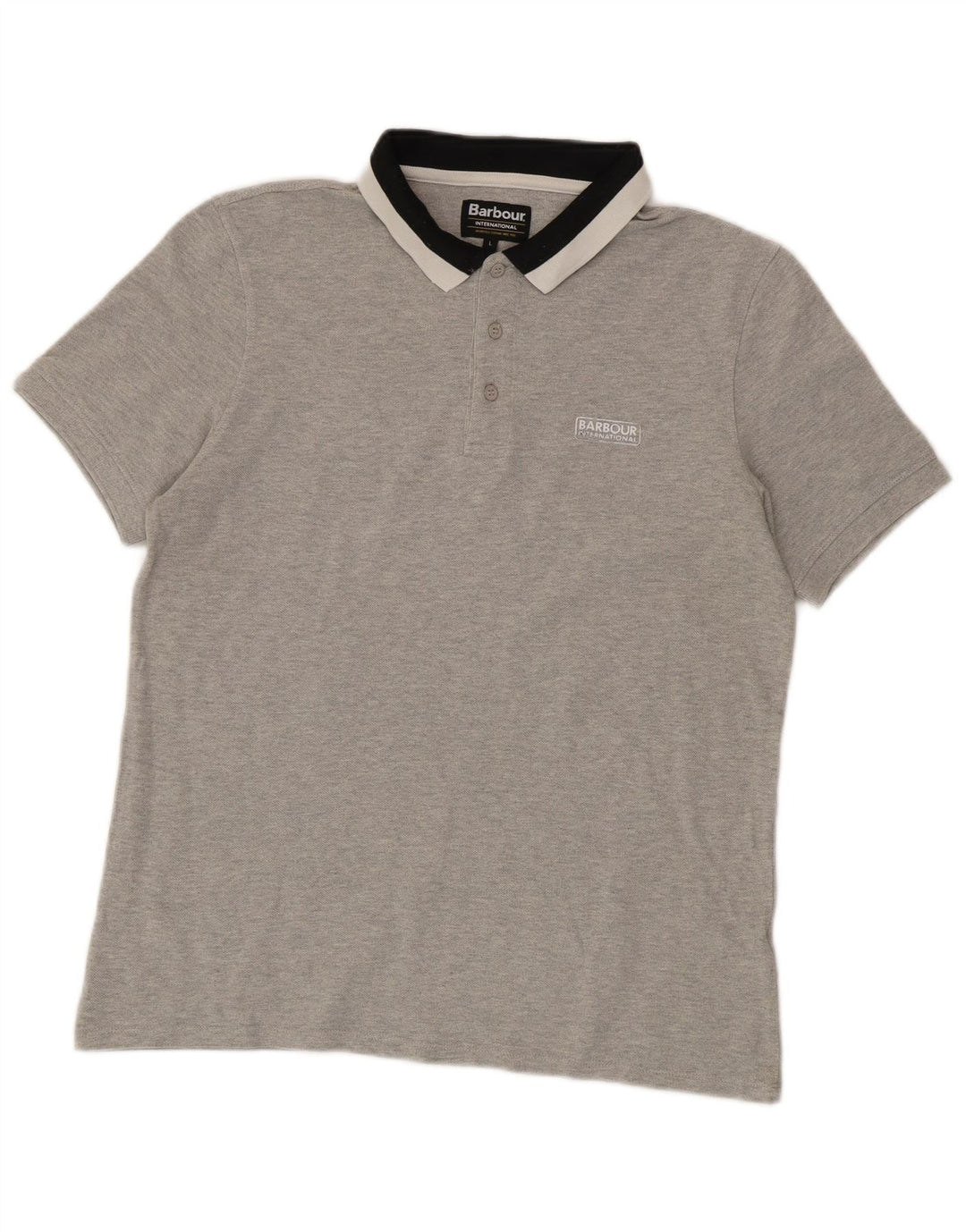 Barbour Mens Polo Shirt Large Grey Colourblock Cotton