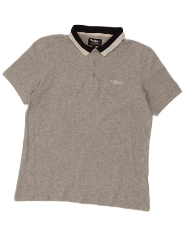 Polo da uomo Barbour grande in cotone color block grigio