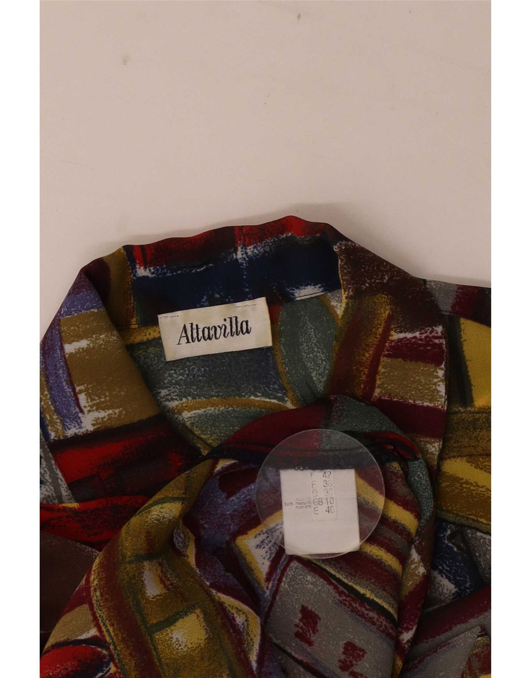 Vintage Dame Kortærmet Skjorte Bluse UK 10 Small Multicolored
