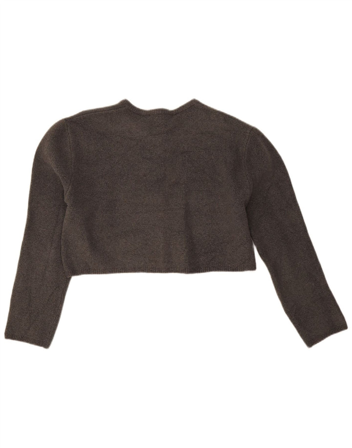 Zara Womens Crop Oversize Cardigan Pull UK 10 Petit Gris