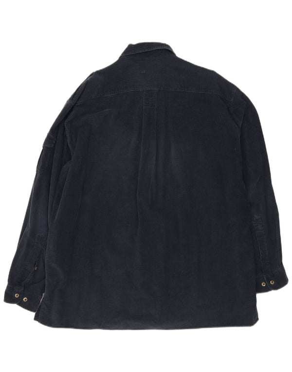 Marlboro Classics Mens Military Corduroy Shirt XL Navy Blue Cotton