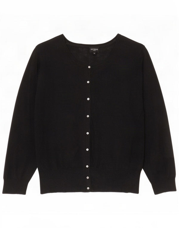 Hobbs Womens Crop Cardigan Sweater UK 14 Medium Black Silk