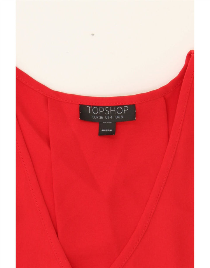 TOPSHOP Womens Oversized Blouse Top UK 8 Small Red Polyester Vintage Topshop and Second-Hand Topshop from Messina Hembry 