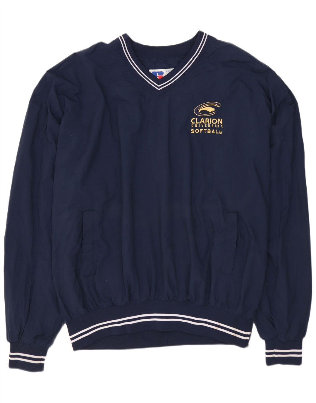 Russell Athletic Mens Pullover Tracksuit Top Jacket XL Navy Blue Nylon