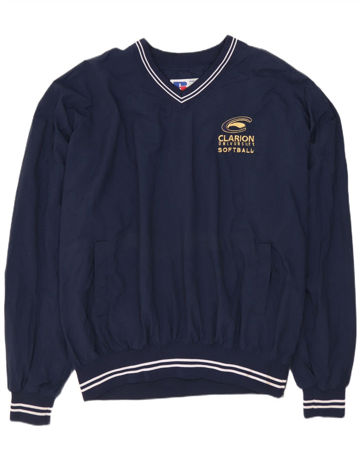 Russell Athletic Mens Pullover Tracksuit Top Jacket XL Navy Blue Nylon