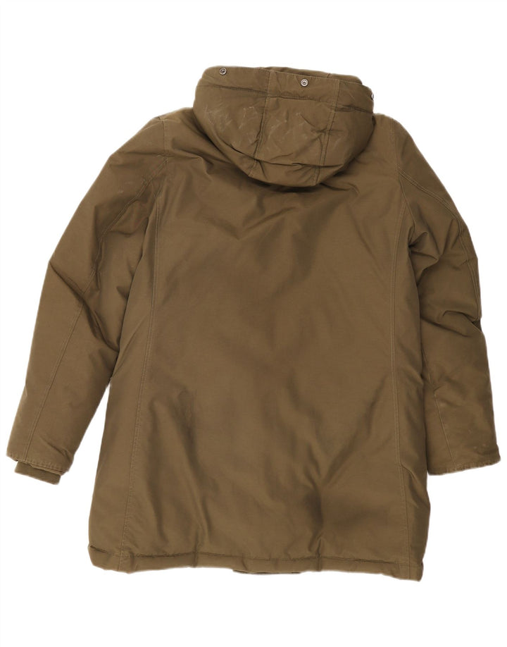 Woolrich Womens Hooded Padded Coat UK 14 Medium Khaki Cotton