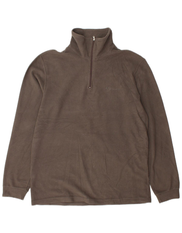 Champion Mens Zip Neck Fleece Jumper Large Grey