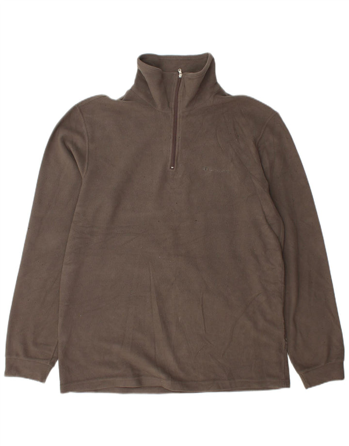 Maglione in pile Champion da uomo con zip e collo grande grigio