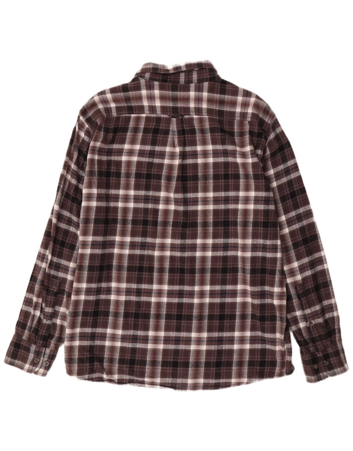 EDDIE BAUER Mens Checked  Flannel Shirt XL Brown Check Cotton