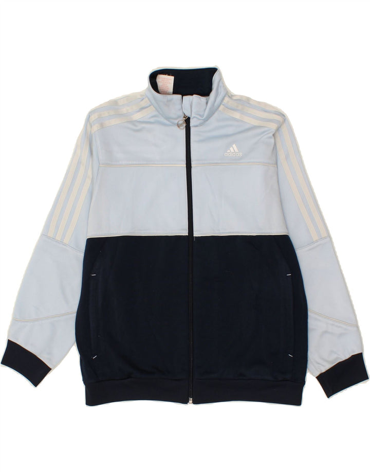 ADIDAS Boys Tracksuit Top Jacket 11-12 Years Blue Colourblock Polyester Vintage Adidas and Second-Hand Adidas from Messina Hembry 