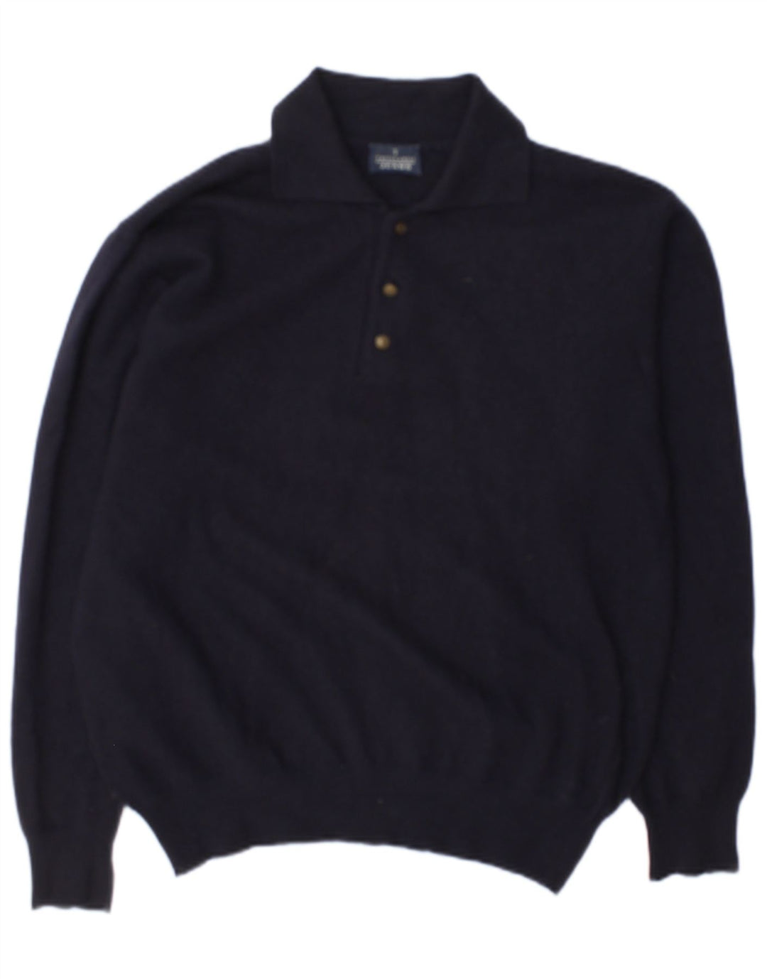 Trussardi Jeans Mens Polo Neck Jumper Sweater Medium Navy Blue Wool