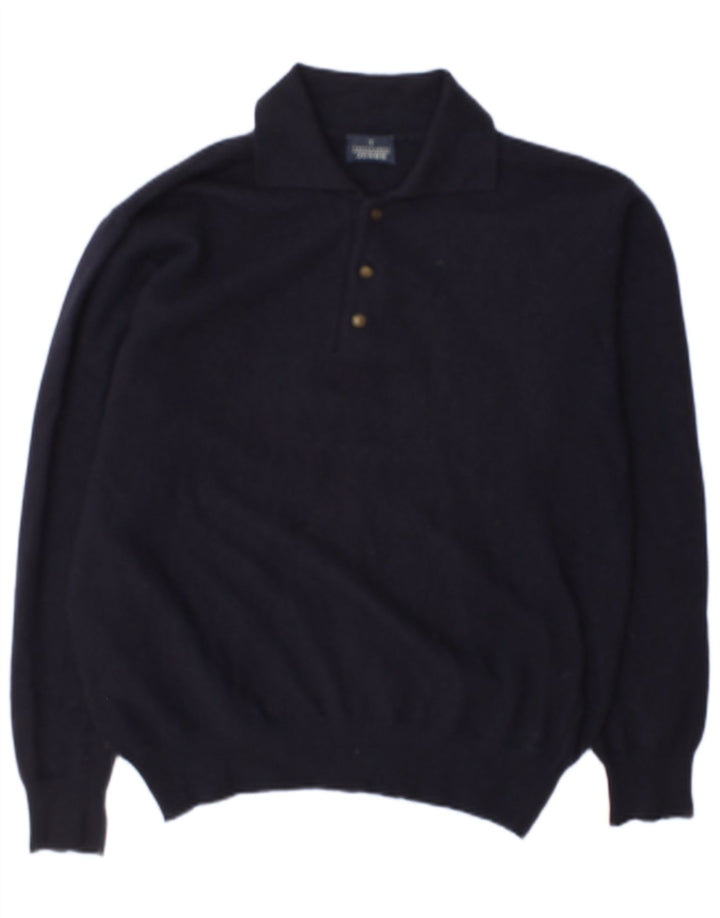Trussardi Jeans Mens Polo Neck Jumper Sweater Medium Navy Blue Wool