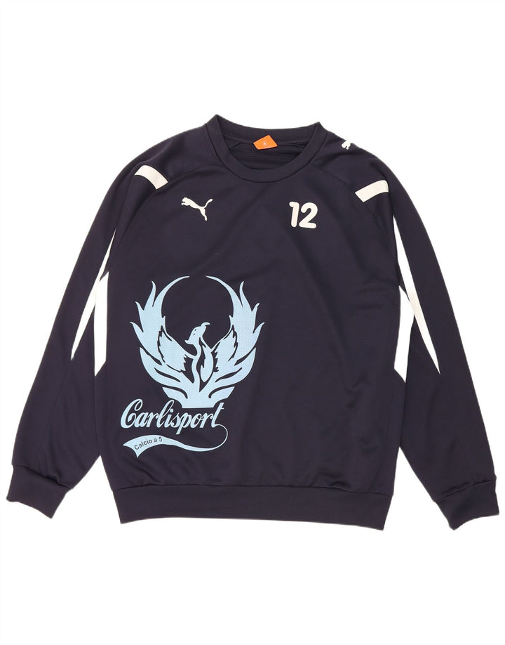 Puma Mens Graphic Sweatshirt Jumper XL Navy Blue Polyester