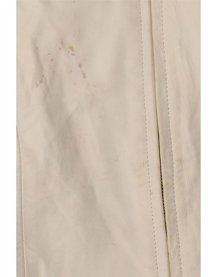 VINTAGE Womens Leather Jacket UK 14 Large White Leather Vintage Vintage and Second-Hand Vintage from Messina Hembry 