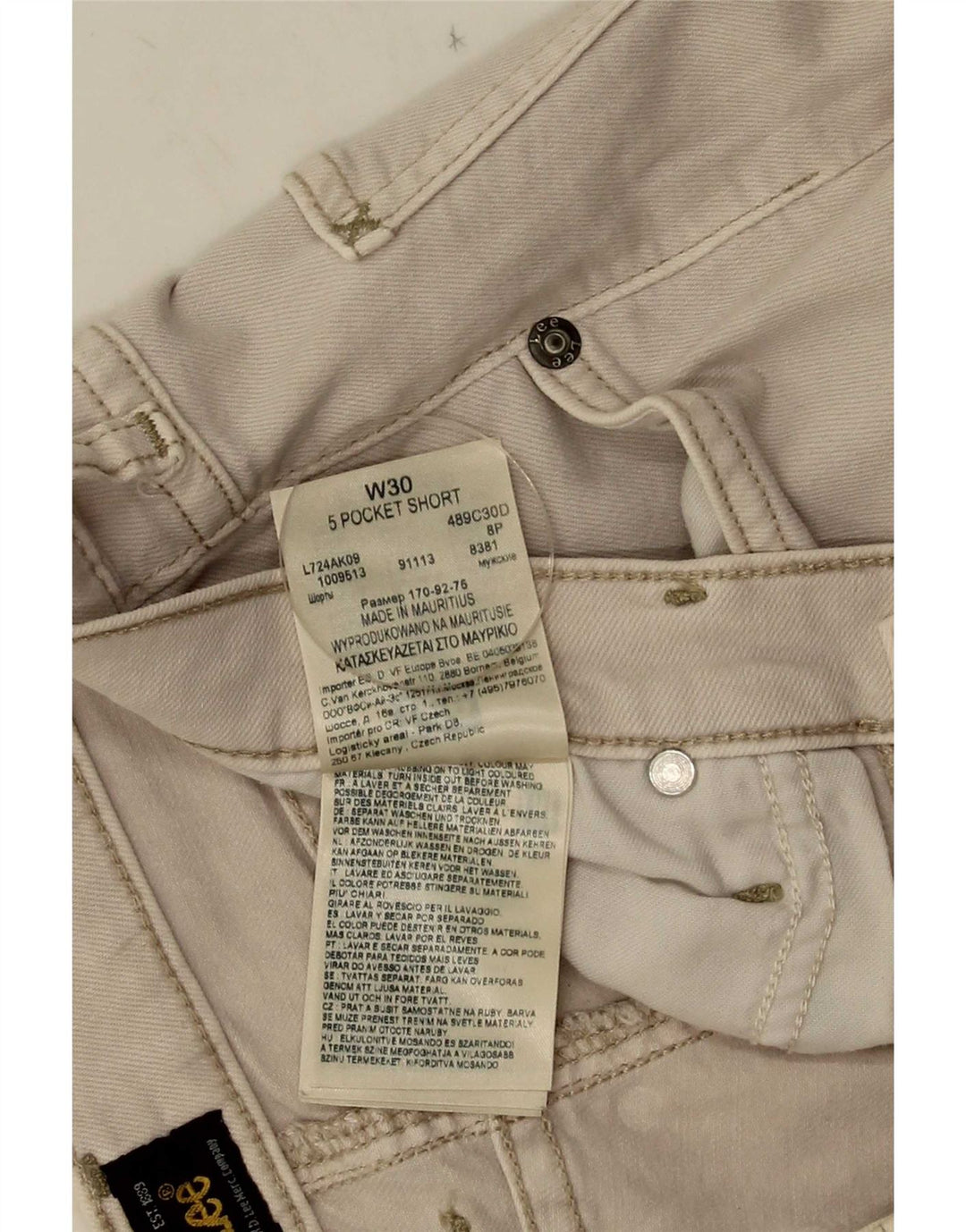 Lee Short en jean W30 pour homme en coton beige moyen