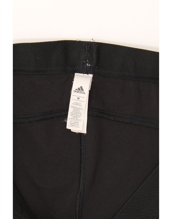 ADIDAS Womens Crop Leggings UK 12 Medium Black Nylon