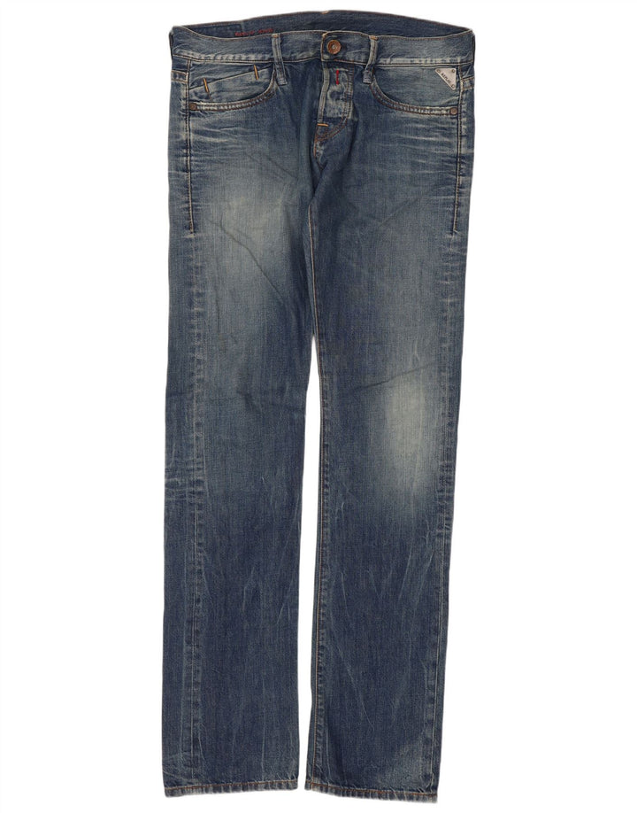 Replay Womens Straight Jeans W31 L34 Blue Cotton