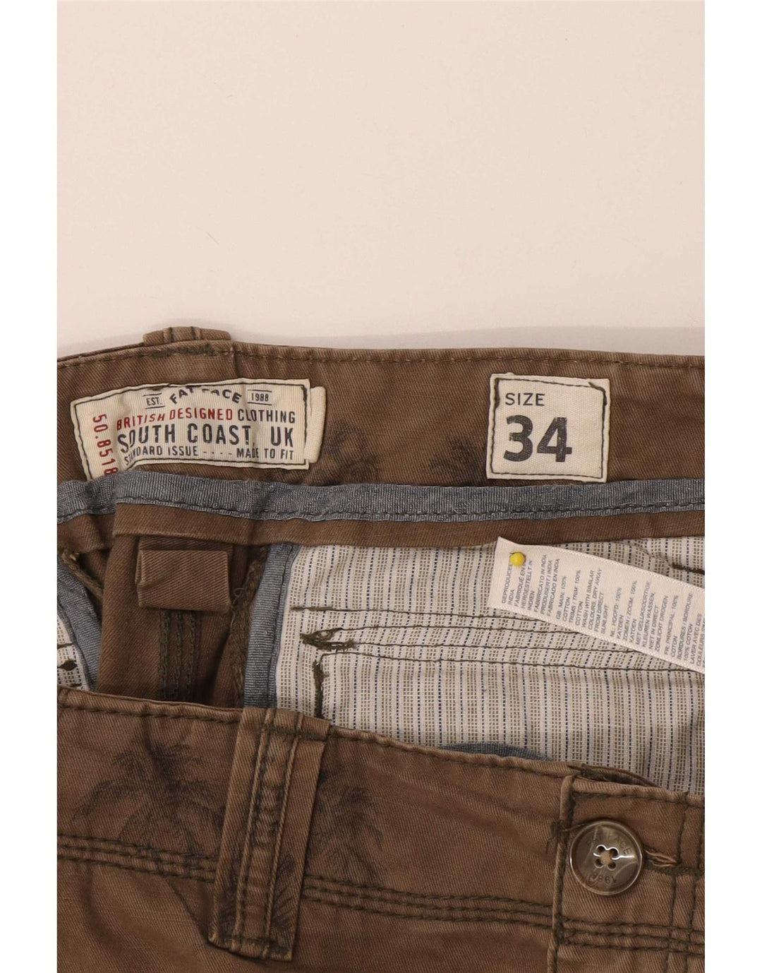 Fat Face Mens Cargo Shorts W34 Large Brown Floral Cotton