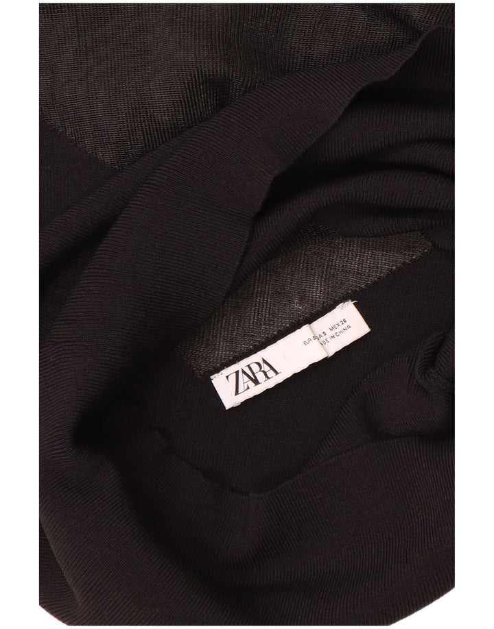 Zara Womens See Through Blouse Top UK 8 Small Black