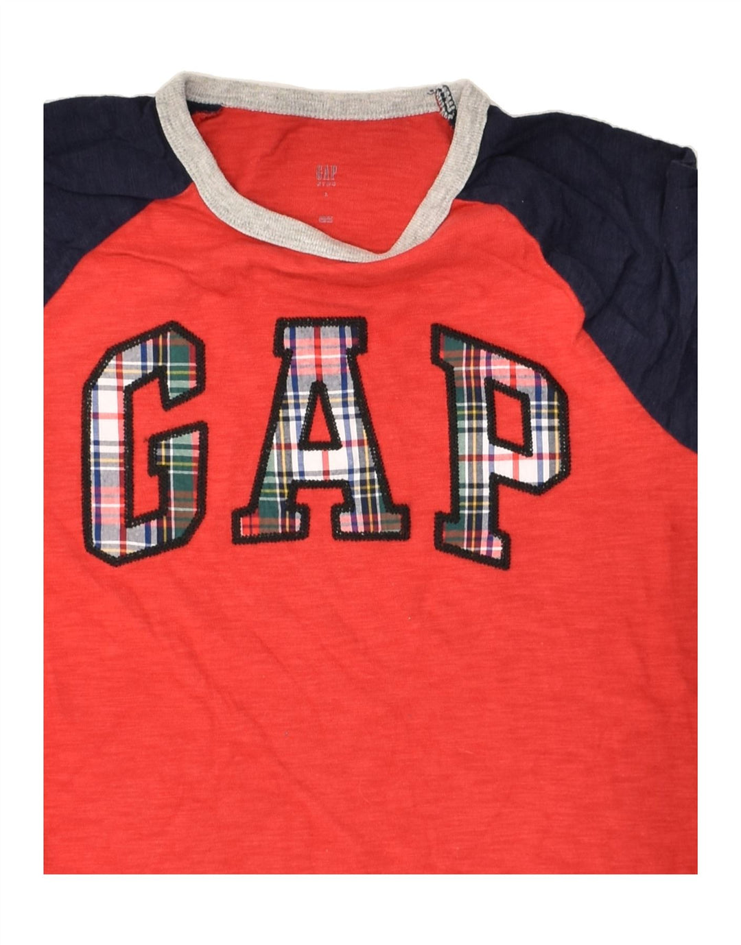 GAP Boys Graphic Top Long Sleeve 8-9 Years Large Red Colourblock Cotton | Vintage Gap | Thrift | Second-Hand Gap | Used Clothing | Messina Hembry 