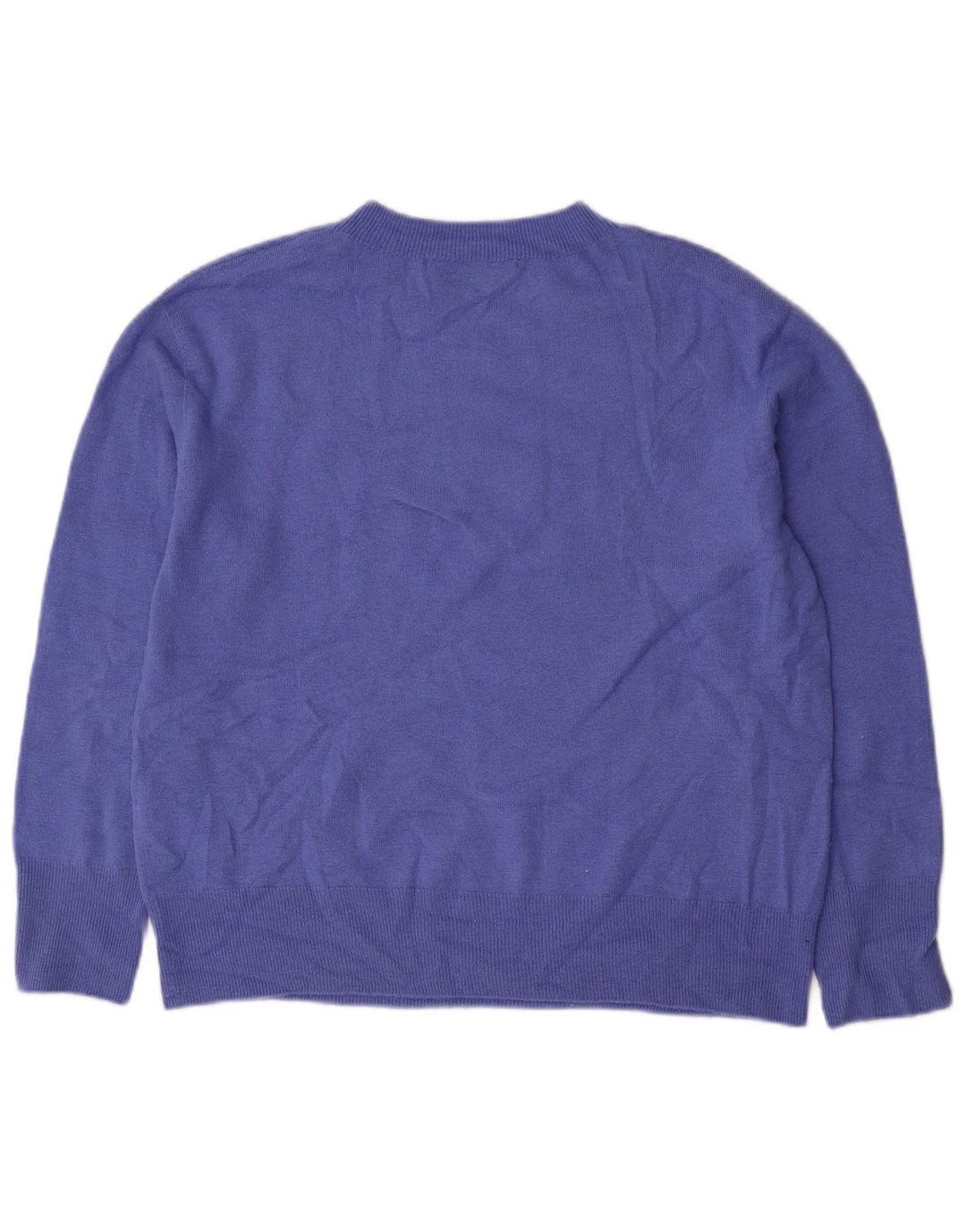 Zara Womens Oversized Crew Neck Jumper Sweater UK 10 Small Blue Wool
