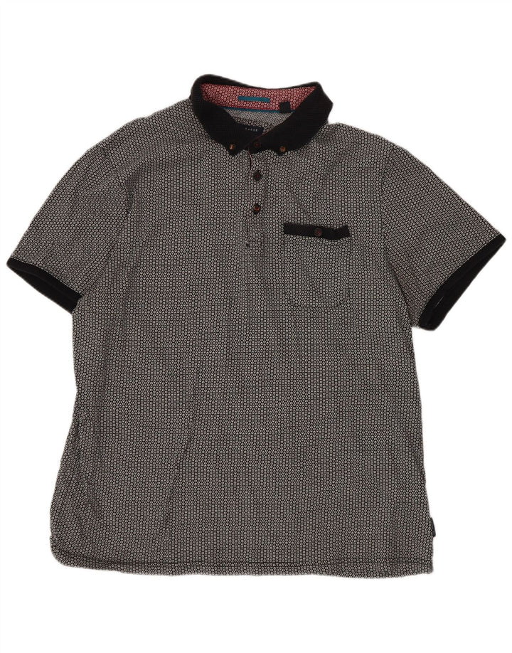Ted Baker Mens Polo Shirt Size 5 XL Black Geometric Cotton